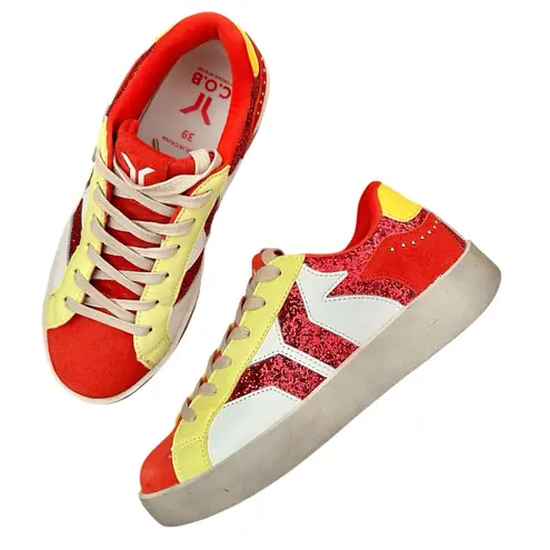 Culture of Brave COB Wing Play Hi Star Glitter Platform Sneakers Size 8 8.5 Red