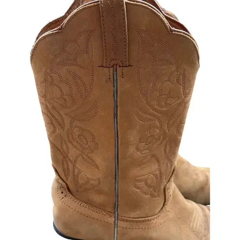 Roadwolf Sz 7M Tan Western Roper Cowboy Boots Leather Western Embroidered