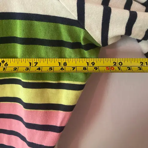 Boden White Black Green Pink Striped Long Sleeve Shirt Multicolor Women size 10