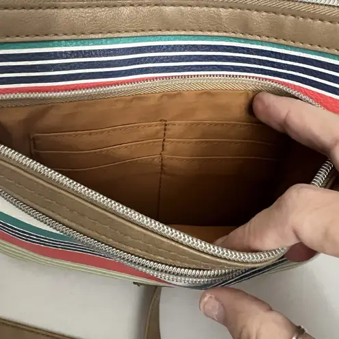 Relic Multicolored Striped Triple Zipper Crossbody Handbag