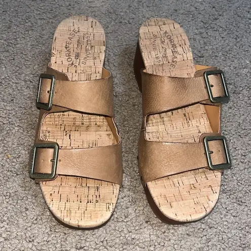 Kork-Ease Saffron Slide Leather Sandal Cork Woodgrain Brown Terra 8