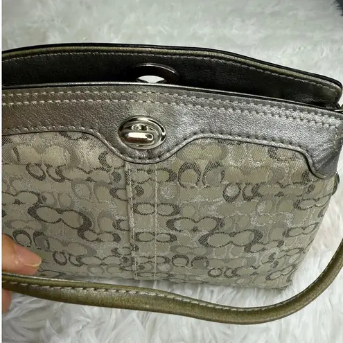 Coach y2k  Silver Gray Signature Canvas Mini Purse / Wristlet