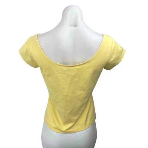 Worth Women's Yellow Short Sleeve Scoop Neck Casual T Shirt Tee Top Size S