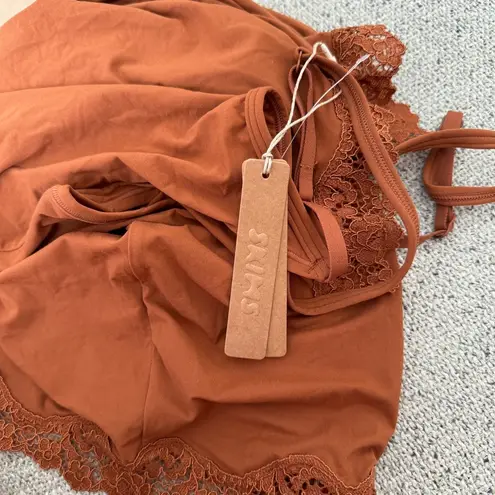 SKIMS fit everybody lace slip dress in bronze NWT
