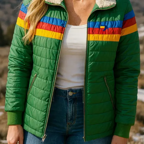 Aviator Nation 4 STRIPE JACKET - GARDEN GREEN unisex NWT