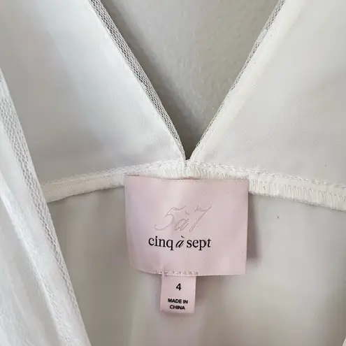 Cinq à Sept Cinq a Sept Valeria Bow Strap Smocked Tulle Knee Length Dress Ivory