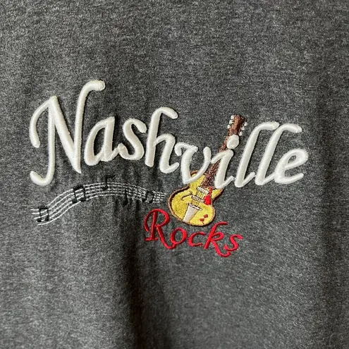 Vintage Y2K Nashville Rocks T Shirt Gray XL Extra Large Music Embroidered Tee