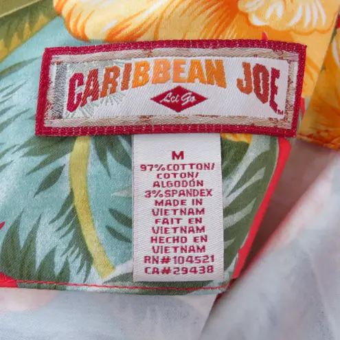 Caribbean Joe Vintage Peach Orange Tropical Hawaiian Sleeveless Midi Dress Med