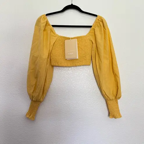 NWT Sabo Tuscany Shirred Crop Top Yellow XS