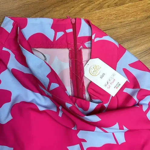 NWT Floral Set Hight Waits Maxi Skirt With One Shoulder Top Sz S Pink