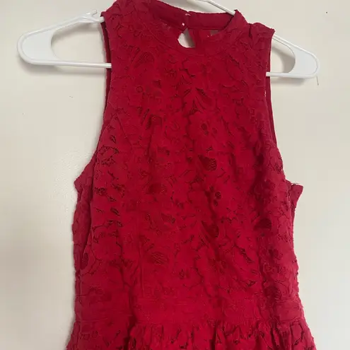 Hollister RED LACE  DRESS - Preppy Lace Dress Midi Spring School Dance