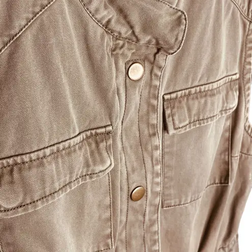 Per Se | Cotton Twill Utility Cargo Vest Olive Green Size M | EUC