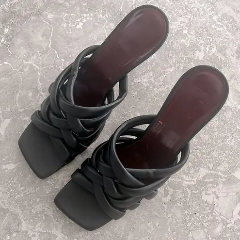 STAUD New Deepwater Square Toe Woven Strappy High Heel Sandals, Black Size 39.5