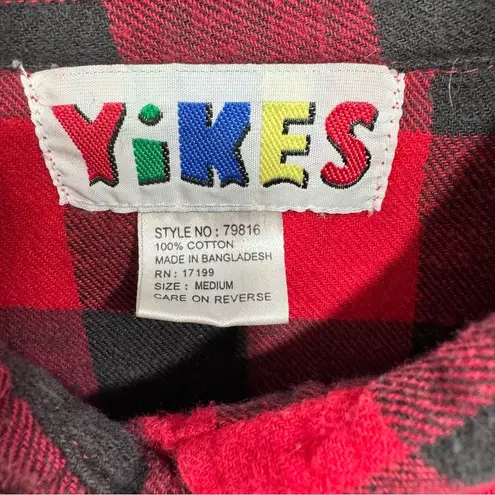 Vintage Yikes Black & Red Buffalo Plaid Flannel Shirt Dress Women’s Size Medium
