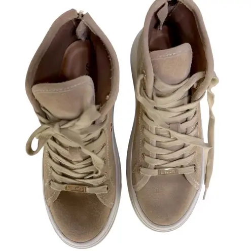 J/SLIDES NYC J/Slides Gracie Platform Suede Lace Up High Top Sneakers Sand Women’s Size 6 - Image 4