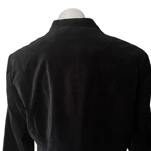 Reba Mandarin Collar Velvet Dress Jacket Blazer Black Gold, XL