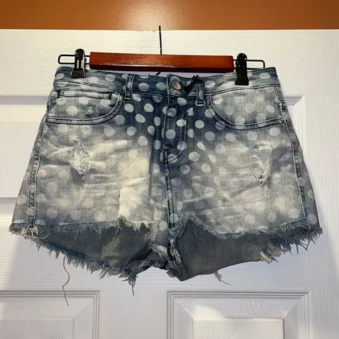 ZARA  Trafaluc Distressed Denim polka dot shorts, NWT