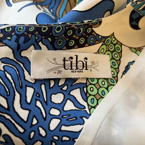 Tibi NEW YORK printed silk blouse under the sea print in white size 6?