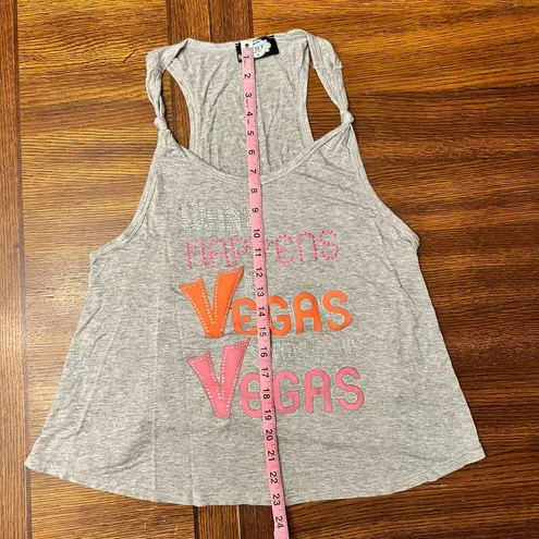 What Happens In Vegas Stays In Vegas Gray Studded Bling Tank Size Medium