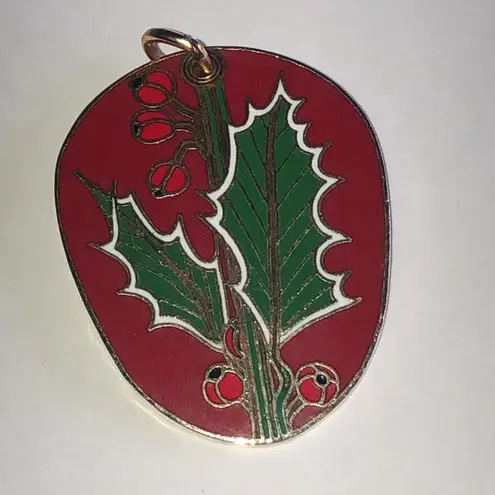 Holly by P Wilson Providence Collection Festive Red and Green Enamel Pendant