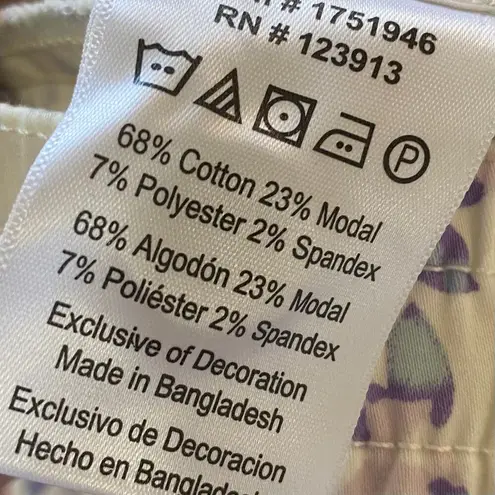 NEW JACHS GIRLFRIEND Stretch Satin Chino Shorts Size Large Floral White 5"