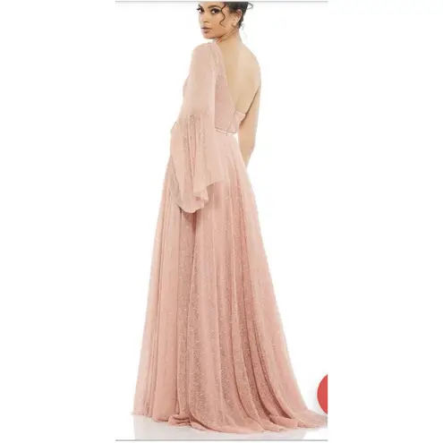 Mac Duggal 11244 Lace One Shoulder Illusion Sleeve A line Gown Size 16 Fairy