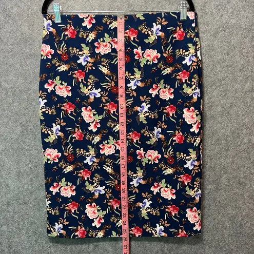 Philosophy Bold Floral Pencil Skirt Navy Stretch Workwear Size 10 Midi Workwear Blue