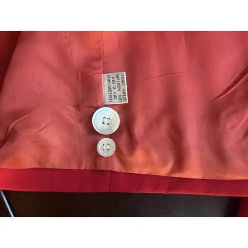 Linda Allard For Ellen Tracy Women’s Wool Long Blazer Petite Size 6 Red Fitted