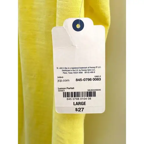 st. john's bay -NWT-Women's Yellow Sleeveless Tab Collar Button Top-Size Large