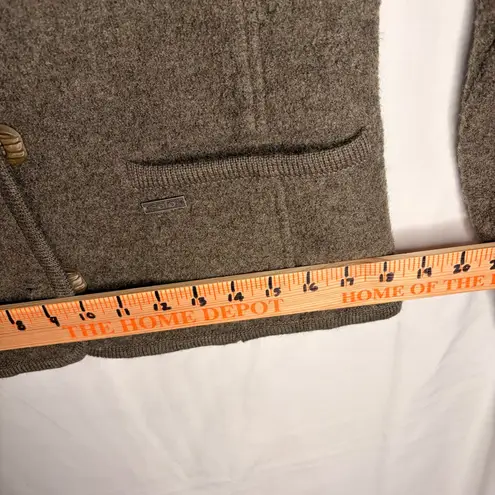 Solo 100% Wool Trachten Jacket Blazer Austrian Folk Loden Horn Buttons Size 10 Brown