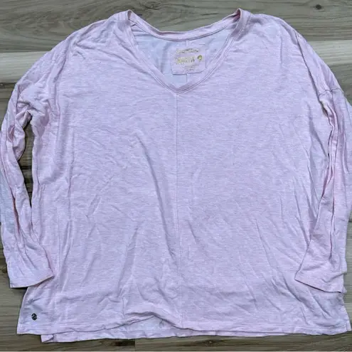Lilly Pulitzer  Luxletics Pink V Neck Clifford Top Long Sleeve Women’s Small