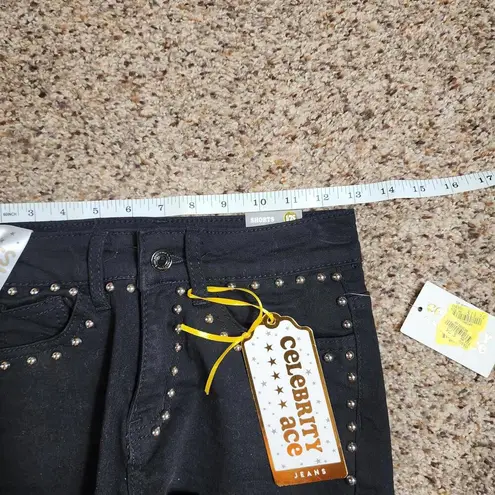 Celebrity Ace Women's Shorts Black Studded Denim Size Teens 1/25