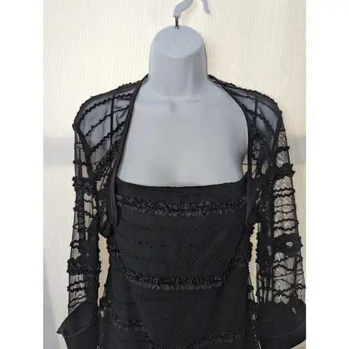 JS Collections Vintage Y2K JS Collection Black Embellished Slip Dress and Sheer Bolero Size 14P