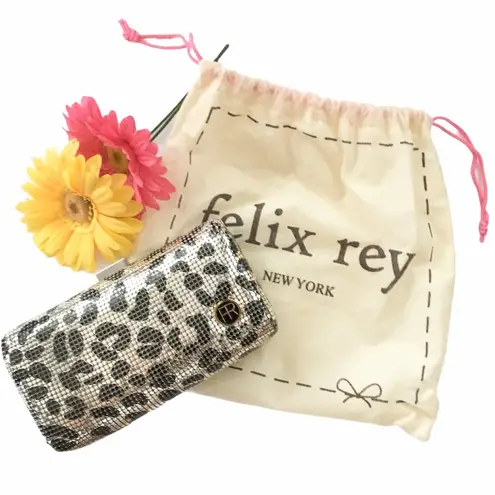 Rare: new Felix Rey ☻ Jungle Mesh Minaudière Box Clutch Handbag Bag ☻ Leopard