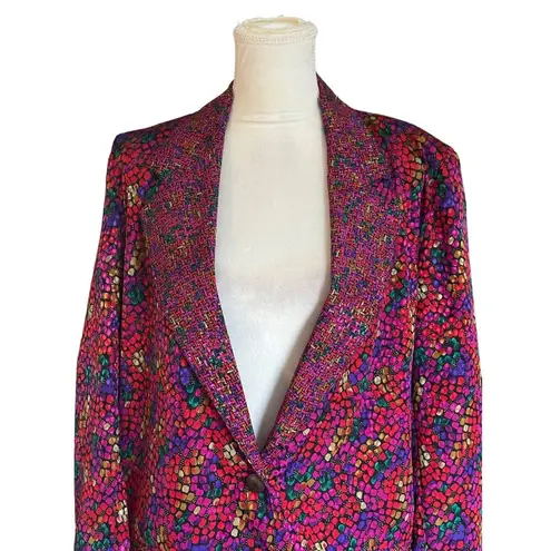 Vintage Howard Wolf Multicolor Blazer Jacket With Textured Button & Bold Pattern Red Size undefined