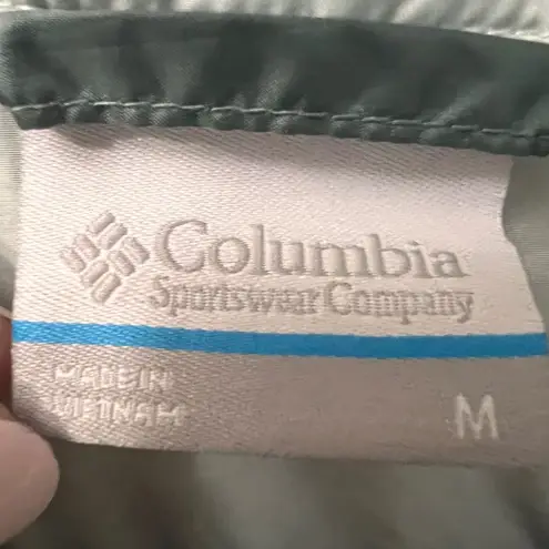Columbia Morning View Windbreaker Mock Neck Jacket Size M Green Colorblock