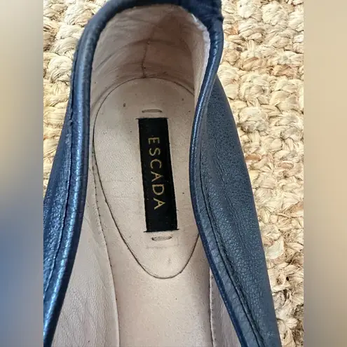 Escada Blue and Gold Flats with Elegant Gold Embellishment Size 39