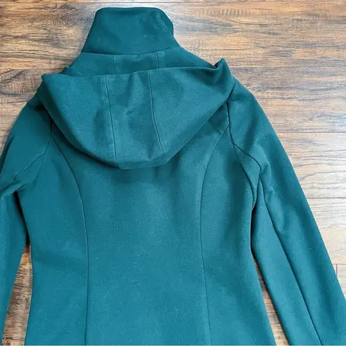 Betabrand • All Day Coat hooded jacket wrap asymmetrical Forest Green