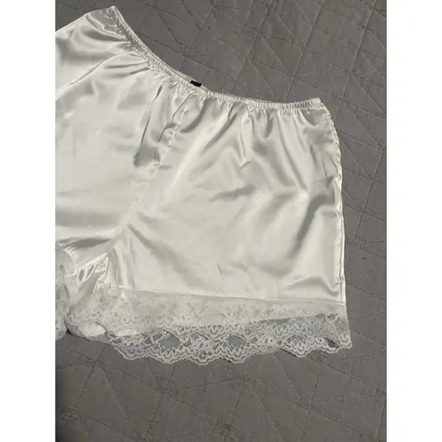 Beaudrm Satin Lace Knickers Womens S Panties Briefs Faux Silk Underwear Bloomers White