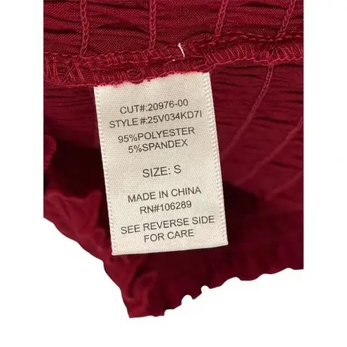 Row A Deep Red Smocked Square Neck LongSleeve Bodycon MiniDress. NWT.