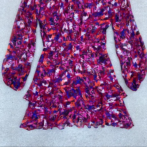 Parker  Marengo Silk Floral Guava Blooms Dress size 2