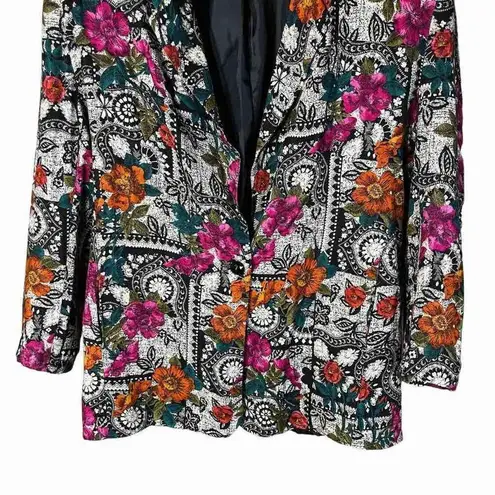 Vintage Floral Print Lightweight Blazer Size Large Pink