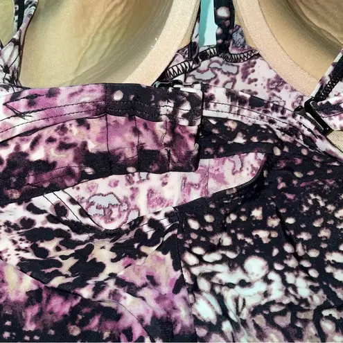Cacique Lane Bryant Swim Tunic Top Size 42DD Balconette Purple Boho Print Underwire