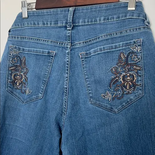 Riders By Lee Midrise Bootcut Jeans Embroidered Pockets Blue Fits Like Size 12