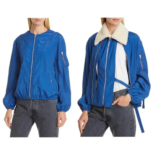 Helmut Lang Genuine Shearling Collar Bomber Jacket