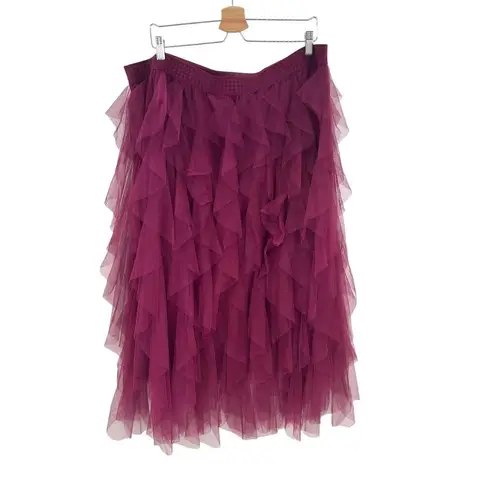 City Chic Wild Pixy Skirt Purple Pink Tulle Ruffle Midi Stretch Plus Size 22