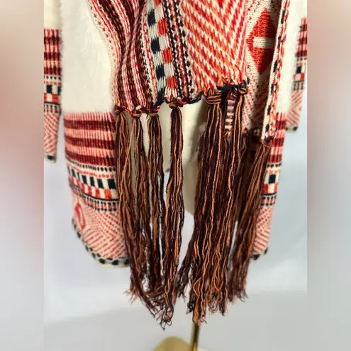 Maxsport Women's Long Cardigan Sweater Tribal or Aztec Pattern (681) Red Size M