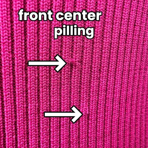 Happily Grey Ribbed Scoop V-Neck Neck Bodysuit Fuchsia Size Small