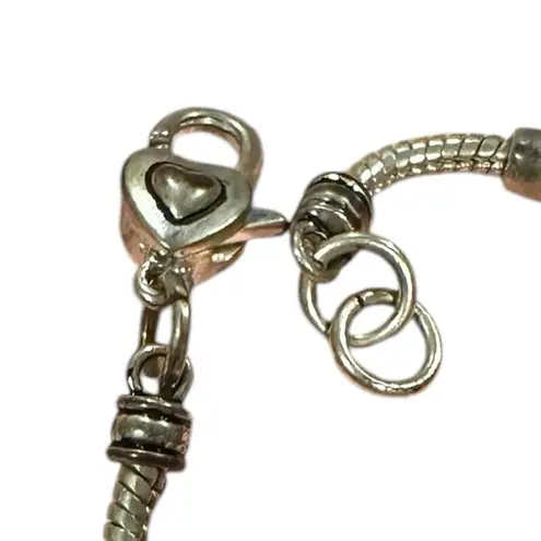 Silver Plated 10 Charms Murano Beads Shoe Spacers Snake Chain Bracelet