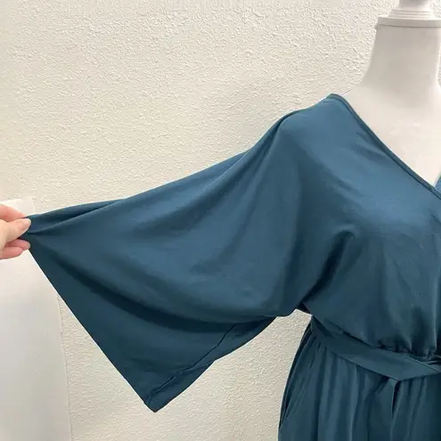 Garnet Hill NWT Kimono Sleeve Jumpsuit Stretch Wide Leg Cropped Teal size XS